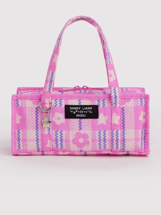 BAGGU Handbags - BAGGU Sandy Liang Mini Nylon Market Bag - Market Plaid Pink Purse